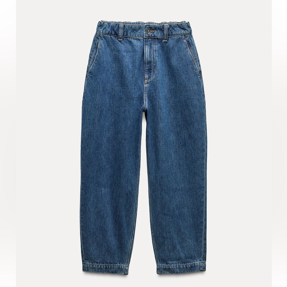 Zara High-Rise Wide-Leg Jeans in Medium Blue